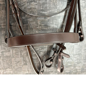 FHS de Alta Calidad para Brida, Riendas y Muserola de Cuero Trenzado de 25 mm de Ancho con Hebillas de Acero Inoxidable, Color Negro para Montar a Caballo - Product Image 3