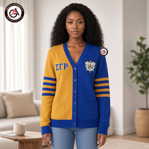 เสื้อคาร์ดิแกนผู้หญิง แขนยาว ปักลาย Sigma Gamma Rho Sorority ผ้าอะคริลิก ทรงวี คอวี ป้องกันรอยยับ สำหรับฤดูหนาว สไตล์วินเทจ - Product Image 4