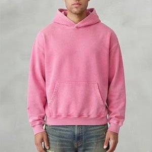 Nouveau sweat-shirt à capuche rose surdimensionné pour homme avec imprimé dessin animé au dos, décontracté, en molleton de coton tricoté, coupe classique, idéal pour l'automne - Product Image 2