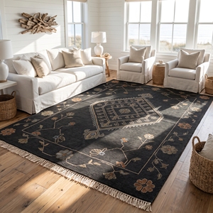 Tapis en laine tufté tribal fait main en gros, motif géométrique floral personnalisé pour la décoration intérieure moderne - Product Image 5