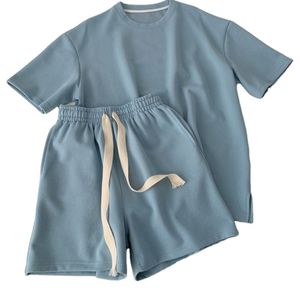 Ensemble t-shirt col rond et short pour femme, jersey de coton, streetwear d'été, tenue décontractée deux pièces, logo personnalisé OEM - Product Image 1