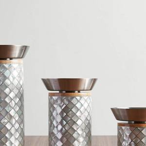 Elegante Quemador de Incienso de Lujo con Incrustaciones de Madreperla, Madera y Metal, Porta Incienso Oud en Forma de Cilindro para Decoración de Ramadán - Product Image 6