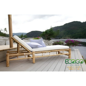Handcrafted Foldable Bamboo Sunbed | UV Resistant Tropical <b>Outdoor</b> Furniture for Beaches Poolside Living Room | Custom OEM - Product Image 4
