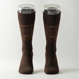 <b>Knee</b> <b>High</b> Compression <b>Socks</b> Geometric Pattern Breathable Running Athletic Support Adult Autumn Sport <b>Socks</b> - Product Image 1