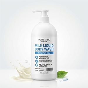 Gel Douche Liquide au Lait Hydratant et Blanchissant à la Niacinamide, Anti-Bactérien et Médicamenté – Vente en Gros par Fournisseur Malaisien - Product Image 1