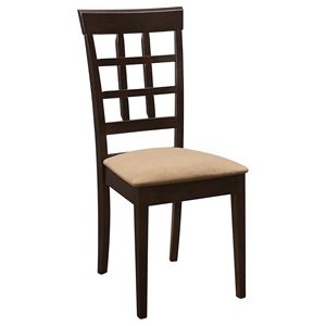 Juego de 2 sillas de comedor con respaldo de celosía en color capuchino y beige - Product Image 3