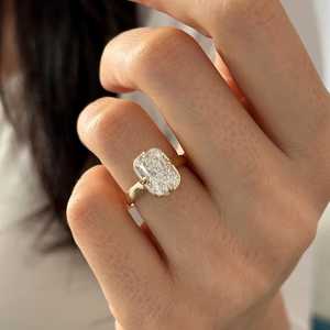 3 Carat Radiant E VVS2 Lab Grown Diamond Thick Band Cathedral UNIQUE Prong Bezel Compass Set <b>Solitaire</b> <b>Ring</b> , IGI Certified - Product Image 3
