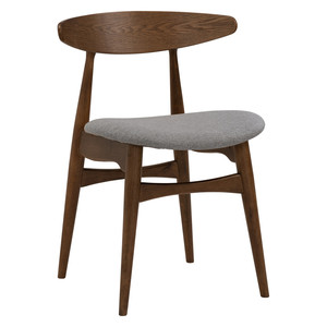 Silla de Comedor Premium Resistente, Respaldo de Madera Curvada de Roble Cacao, Asiento de Tela Gris, Muebles Modernos para Comedor, Ideal para Apartamentos - Product Image 4