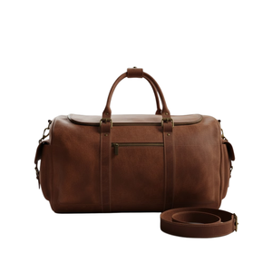 Brown Genuine Leather Duffel Bag <b>Vintage</b> Weekender Travel Luggage Large Capacity Zipper Carry Bag Unisex - Product Image 3