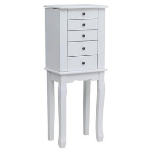 Armadio Portagioie Verticale con 5 Cassetti e 8 Ganci per Collane, Organizer Superiore e 2 Cassettiere Laterali - Product Image 3