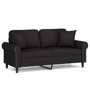 Canapé 2 places en velours noir et métal avec une largeur d'assise de 55,1 pouces pour salon, doté de éléments en Textilène - Product Image 2