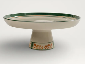 Support à gâteau rond en céramique à bord vert de la marque LMB, plateau décoratif pour dessert, pour la décoration de table de mariage ou de fête - Product Image 3