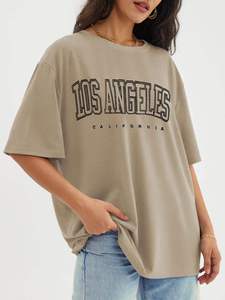 Camiseta Oversize Rosa para Mujer, de Algodón, con Hombros Caídos, Manga Corta, Cuello Redondo, Estilo Casual Urbano, Tejido Suave y Transpirable - Product Image 5