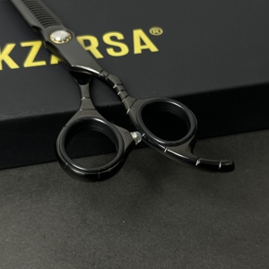 Black Color Paper Coated Hair Thinner <b>Scissors</b> With Round Handle Classic Design Made Barber Thinning Shears In Low MOQ - Product Image 2