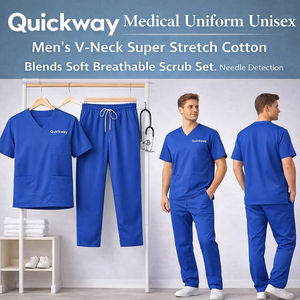 Ensemble de blouses d'infirmier pour hommes de qualité supérieure, tissu extensible, haut à col en V et pantalon, respirant, séchage rapide - Product Image 1