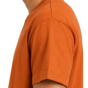 เสื้อยืดสีส้มโอเวอร์ไซส์ผู้ชาย ปักลายดอกไม้ตามสั่ง ผ้าคอตตอนหนา สตรีทแวร์ คอกลม แขนสั้น สวมใส่สบายทรงหลวม - Product Image 3