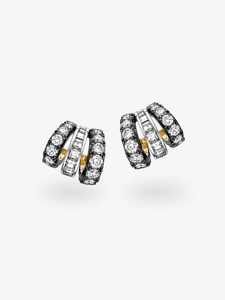 Sparkling Diamond Trip Set <b>Hoop</b> <b>Earring</b> 14k <b>Solid</b> Gold Princess Round Lab Grown Modern Luxury Vintage Inspired Push Back Huggies - Product Image 5