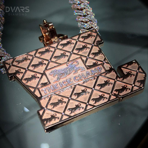 Pendentif personnalisé en moissanite VVS taille brillant, lettres de nom serties, plaque nominative, bijoux de rappeur, collier hip-hop bicolore en argent sterling 925 - Product Image 3