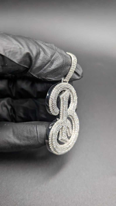 Luxury Custom Letter B Pendant Moissanite Diamond 925 <b>Silver</b> Iced Out Hip Hop <b>Initial</b> <b>Necklace</b> Charm Gift For Unisex - Product Image 4
