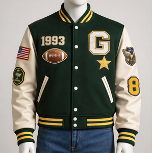 Chaqueta Varsity Personalizada para Hombre, Chaqueta de Béisbol de Invierno Cálida con Mangas de Cuero y Logotipo Bordado - Product Image 2