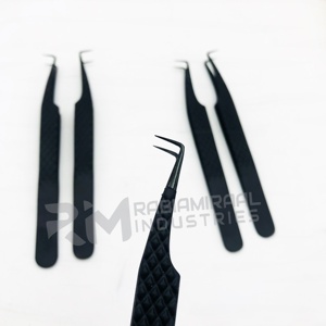 ปลายไฟเบอร์ RMI สีดำเคลือบด้วยผงสีดำ พร้อมแหนบสแตนเลสสำหรับต่อขนตา ขายส่ง แหนบสแตนเลสแบบยั่งยืน - Product Image 5