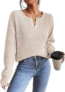 Pulls décontractés pour femmes à épaules tombantes, manches longues, col en V – Tendances mode automne 2026 - Product Image 5