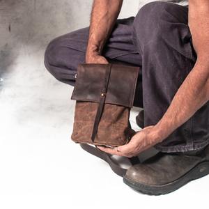 Sac bandoulière en cuir et toile imperméable durable, sac de poitrine décontracté, sac de voyage extérieur, sac à bandoulière zippé, design tendance LCSB-0007 - Product Image 2