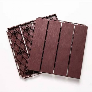 Dalles de terrasse extérieures emboîtables en bois-plastique PP, revêtement de sol extérieur anti-corrosion, protection solaire, sol de cour - Product Image 1