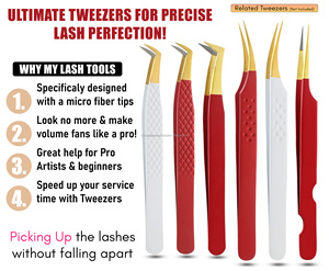 Professional lash extension tweezer 90-degree tweezers eyelash extension with Boot Russian Volume Stainless Steel Beauty <b>Tools</b> - Product Image 6