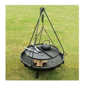 Brasero extérieur à bois avec couvercle rond étanche pour fêtes et soirées en plein air - Product Image 5