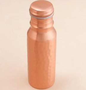 Botella de Agua de Cobre Martillada a Mano con Patrón de Hoyuelos, Frasco sin Juntas con Tapa Hermética, para Salud Ayurvédica y Yoga - Product Image 3