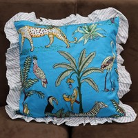 Housse de coussin à volants imprimé animal, style bohème, taie d'oreiller décorative pour la maison, mélange polyester-coton