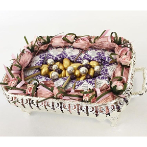 Superior Quality <b>Assorted</b> <b>Chocolate</b> Gift Tray Deluxe Decorative Metal Platter For Special Occasions Engagement & Birthday Party - Product Image 4