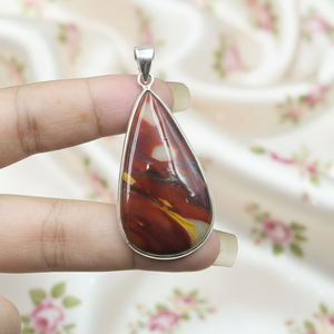 Pendentif en jaspe mookaite naturel en forme de larme, argent sterling 925, plaqué or rose et or jaune, fait main, bijoux bohèmes, cadeau unisexe - Product Image 5