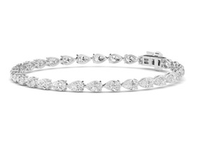 Bracelet tennis en diamants de laboratoire en forme de poire, 5,61 carats au total, 7 pouces, or jaune 9 carats - Product Image 4