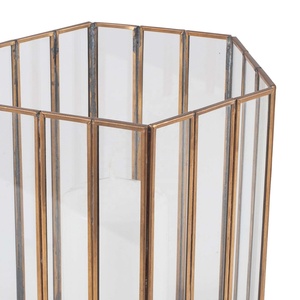 Latest Design Brass and <b>Glass</b> <b>Hurricane</b> Candle Holder with Thin Brass Rim Handmade Modern Christmas Decor for Events - Product Image 2