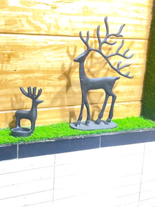 Elegante escultura de Reno de metal personalizada, adornos navideños de bajo precio en forma de árbol cesto para el hogar, chimeneas, regalos de navidad - Product Image 2