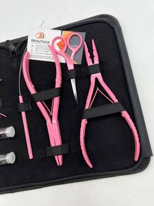 Wholesale Professional Eco-Friendly <b>Pink</b> Microbeads Hair Extension Pliers <b>Kit</b> Set Surgical Grade Stainless Hair Extension <b>Tools</b> - Product Image 5