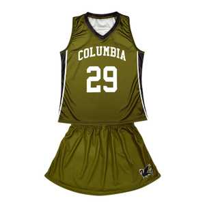 Conjunto de uniforme de lacrosse verde oliva a medida, chaleco sin mangas con cuello en V, falda tipo kilt, jersey de equipo personalizado, ropa deportiva para niñas - Product Image 1