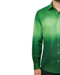 Chemise Formelle Homme Vert Émeraude Ombré en Coton Premium à Manches Longues Boutonnée Style Smart Casual Fabrication Personnalisée Fournisseur OEM - Product Image 3