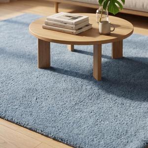 Tapis d'intérieur en laine bleu ciel uni, tufté à la main, antidérapant, moelleux et doux pour salon, chambre, entrée et décoration moderne de la maison - Product Image 5