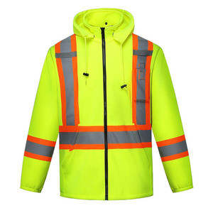 Veste de sécurité jaune avec logo personnalisé, vente en gros, veste de sécurité coupe-vent avec fermeture éclair, vêtements de sécurité réfléchissants - Product Image 1