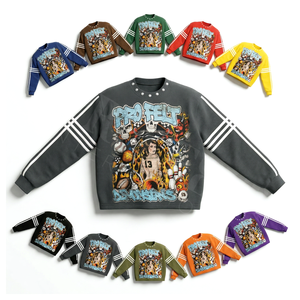 Camiseta Oversize para Hombre 2026, 100% Algodón, Estilo Urbano Hip Hop, Diseño de Logotipo Personalizado, Rayas en las Mangas, Cuello Redondo - Product Image 1