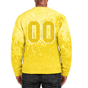 Bright Yellow and White Gradient <b>Men</b> <b>Sweater</b> <b>Crew</b> <b>Neck</b> Long Sleeve Knitted Pullover Custom Casual Streetwear Winter Fashion - Product Image 2