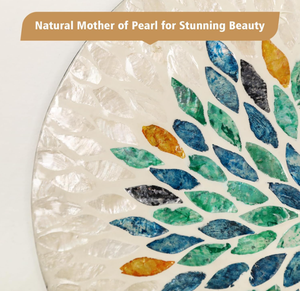 Vietnam Modern <b>MOP</b> Floral Round Mirror Handmade <b>Wall</b> Decor - Product Image 3