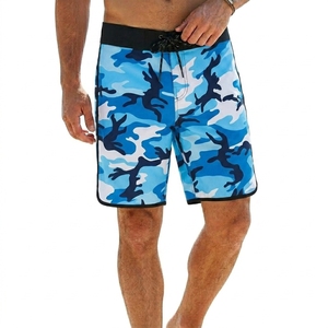 Shorts de bain pour homme, bleu camouflage, séchage rapide, cordon de serrage, taille élastique, style décontracté, longueur courte - Product Image 3