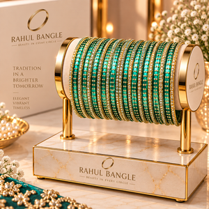 Beautiful Green Kashmiri Aluminium Bangles Sparkling Glitter Gold Plated Stone Borders <b>for</b> <b>Women</b> Bridal Wholesale Fashion - Product Image 2
