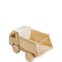 Prix de gros artisans rotin enfants camping-car rotin jouets voiture jouet durable enfants bambin semblant jouer décoration de chambre d'enfant