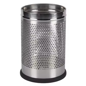 Office Use Cylindrical Metal Paper Basket Geometric Pattern Open Top Minimalist Style Indoor Household Waste <b>Bin</b> - Product Image 4