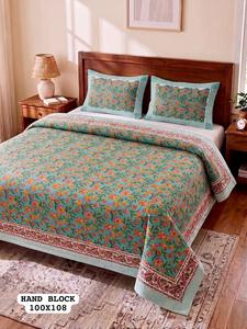 Draps de lit king size en pur coton, fabriqués en Inde, avec 2 taies d'oreiller réversibles à fermeture éclair, pour chambre à coucher, disponibles à la vente. - Product Image 4